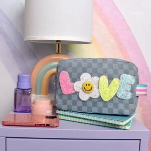 Cute Jean “love patch” makeup bag